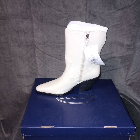 Scoop White Side Zip Western Booties Size 7 NWT - Picture 4 of 6